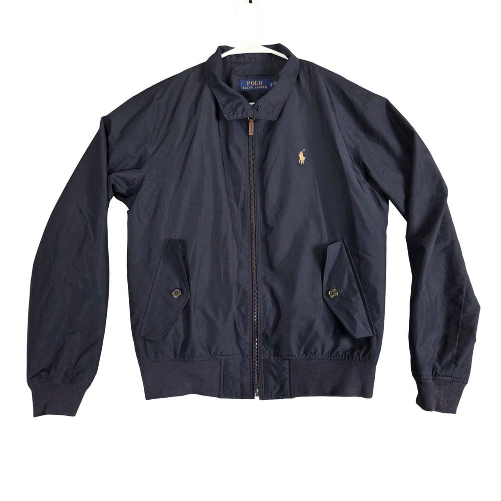 Polo Ralph Lauren Windbreaker Jacket Mens Small Navy Blue Excellent Bi-Swing Zip